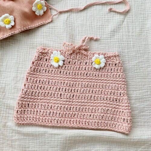 bikini-crochet daisy pink-couple set-skirts-kids-girl