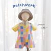 Tank button jumpsuit - patchwork graphic