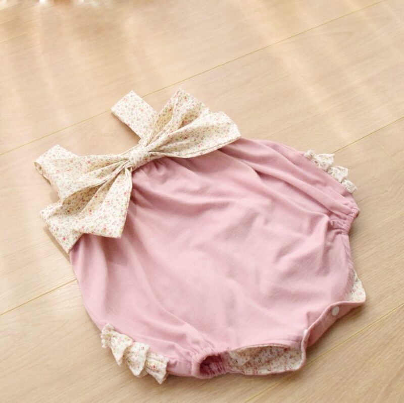 Big Bow Romper – purple with flower