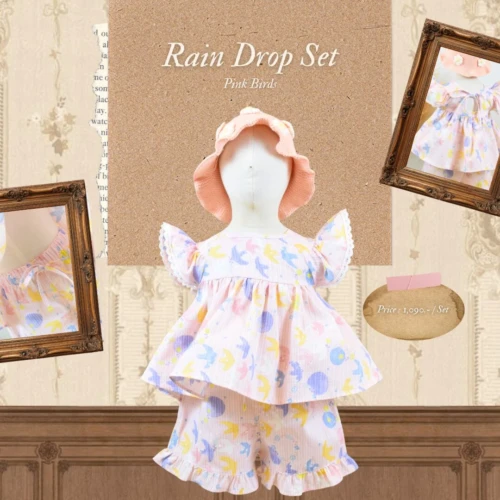 Rain Drop Set - Pink Birds