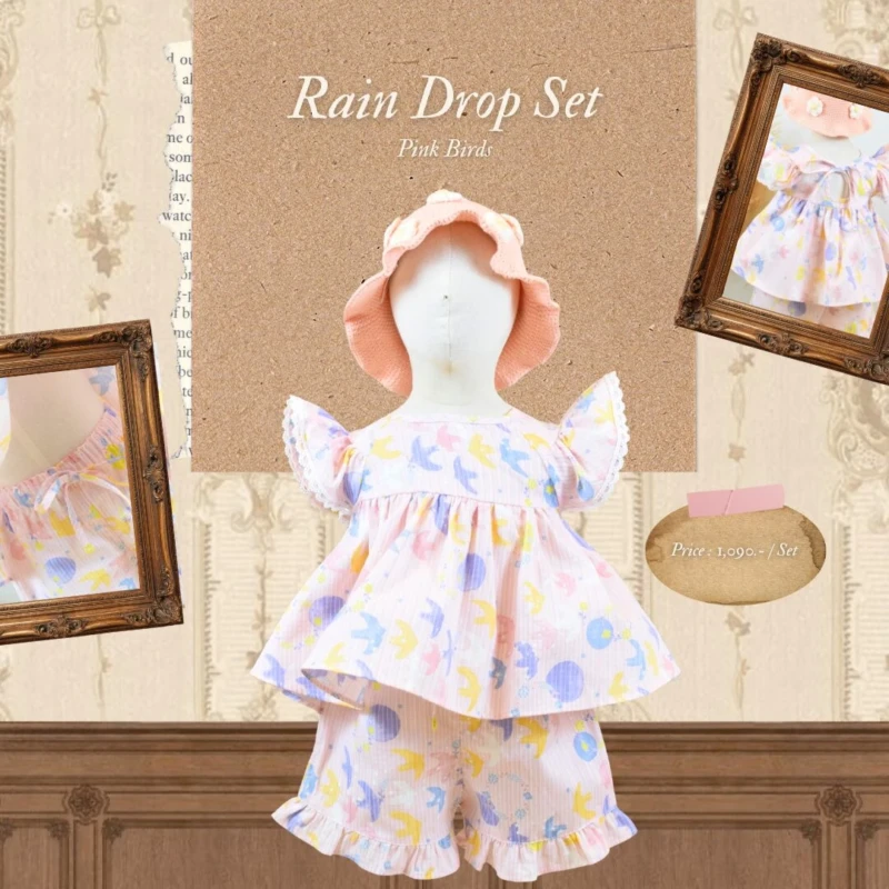 Rain Drop Set - Pink Birds