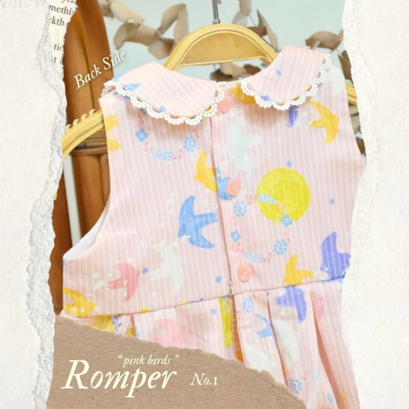 Romper for girls - Pink Birds