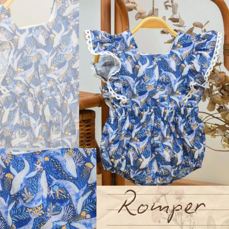 Romper for girls - Blue Whale