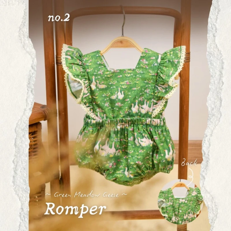 Romper for girls - Green Meadow Geese