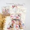 Square Collar Dress - Cats with Flowers