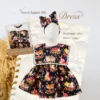 Square Collar Dress - Cats with Flowers