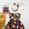 Square Collar Dress - Cats with Flowers