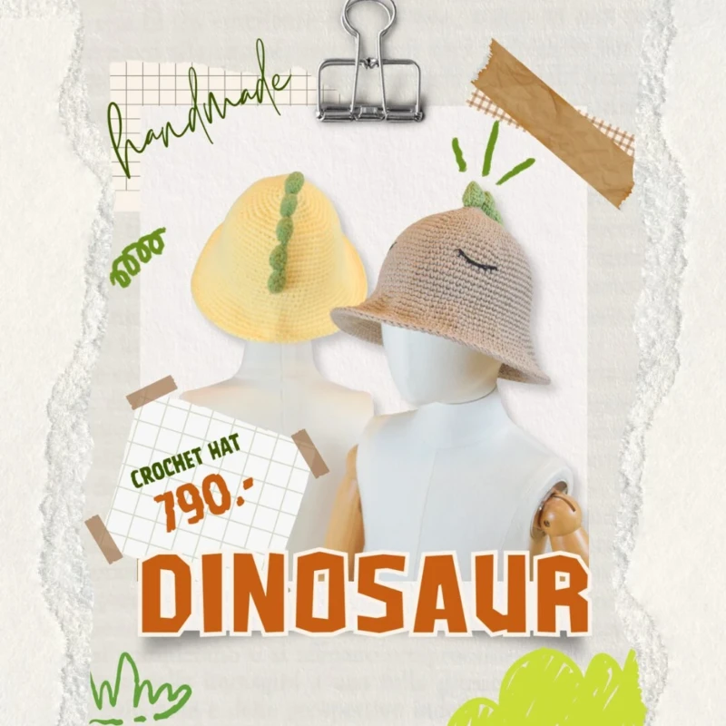 Handmade Crochet Hat - Dinosaur