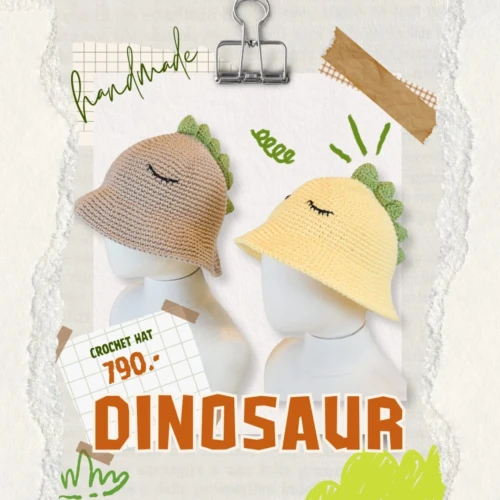 Rug Tufting Workshop PH Trend Instagram Post in Beige Black Aesthetic Handdrawn Doodles Style - 297 Handmade Crochet Hat - Dinosaur