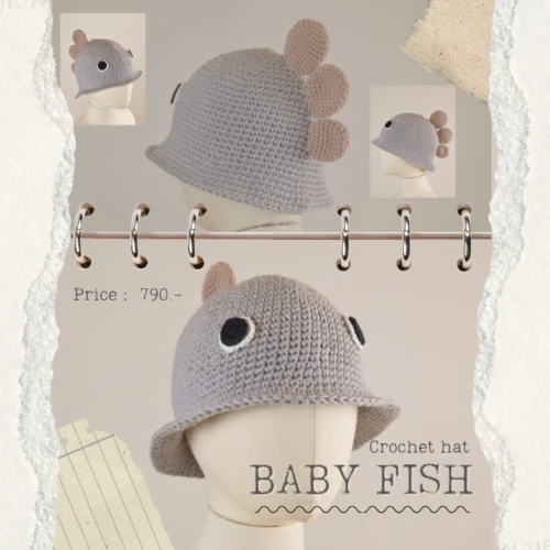 Rug Tufting Workshop PH Trend Instagram Post in Beige Black Aesthetic Handdrawn Doodles Style - 300 Handmade Crochet Hat - Baby Fish