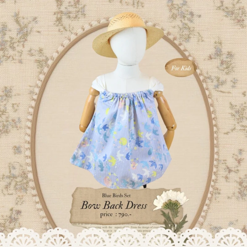 Bow Back Dress - Family Set - Blue Birds