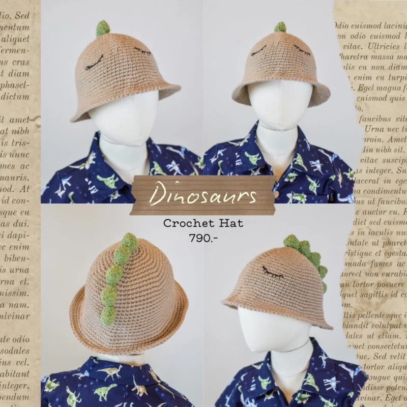 Handmade Crochet Hat - Dinosaur