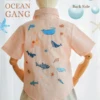 Shirt - Embroidery - Ocean in pink