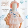 Bow Back Set - Embroidery - Ocean in pink