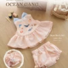 Bow Back Set - Embroidery - Ocean in pink