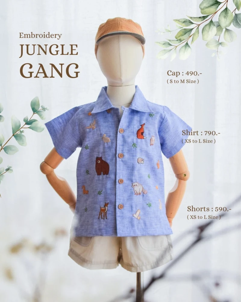 Shirt - Embroidery - Jungle Gang in blue