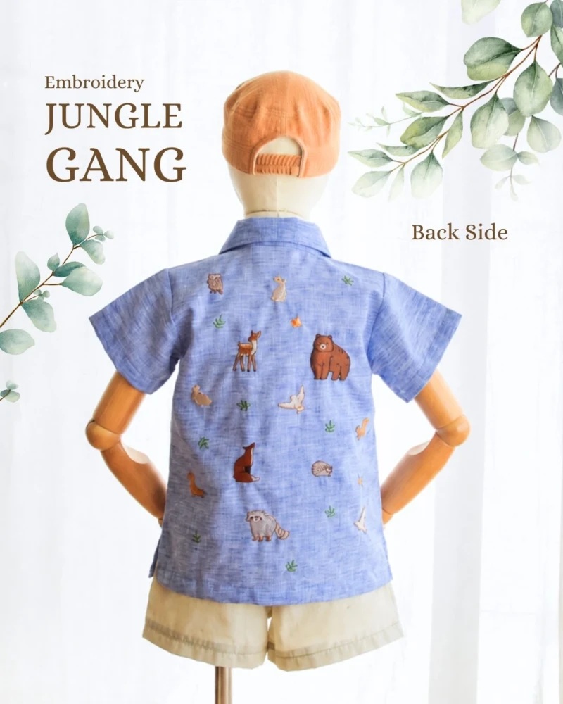 Shirt - Embroidery - Jungle Gang in blue