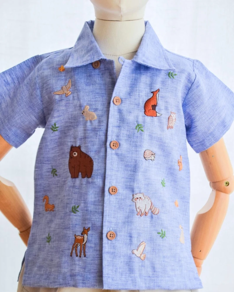 Shirt - Embroidery - Jungle Gang in blue