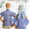 Bow Back Set - Embroidery - Jungle Gang in blue