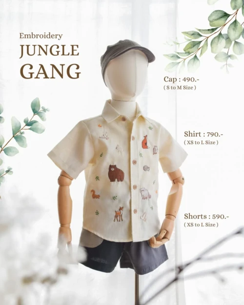 Shirt - Embroidery - Jungle Gang in cream
