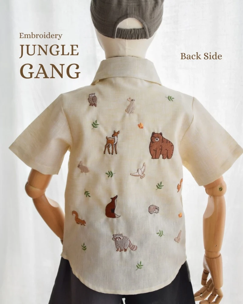 Shirt - Embroidery - Jungle Gang in cream