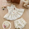 Bow Back Set - Embroidery - Jungle Gang in cream