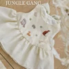 Bow Back Set - Embroidery - Jungle Gang in cream
