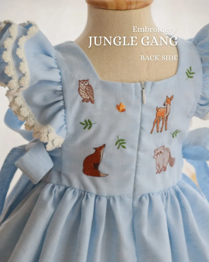 Fairy Dress - Embroidery Jungle Gang in blue