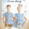 Square Collar Dress - Embroidery - Ocean in blue