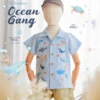 Shirt - Embroidery - Ocean in blue