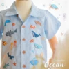 Shirt - Embroidery - Ocean in blue
