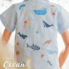 Shirt - Embroidery - Ocean in blue