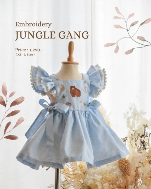 Fairy Dress - Embroidery Jungle Gang in blue