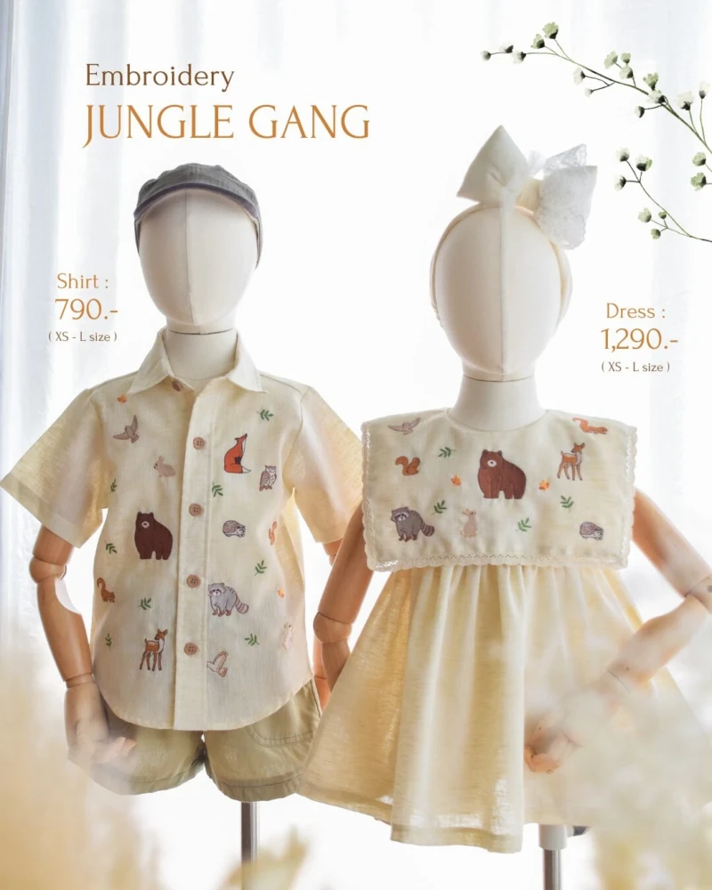 Shirt - Embroidery - Jungle Gang in cream
