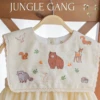 Square Collar Dress - Embroidery - Jungle Gang in Cream