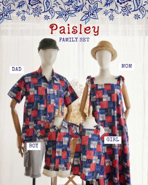Family Set - Paisley in blue red