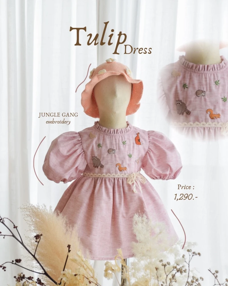 Tulip Dress - Embroidery - Flowers